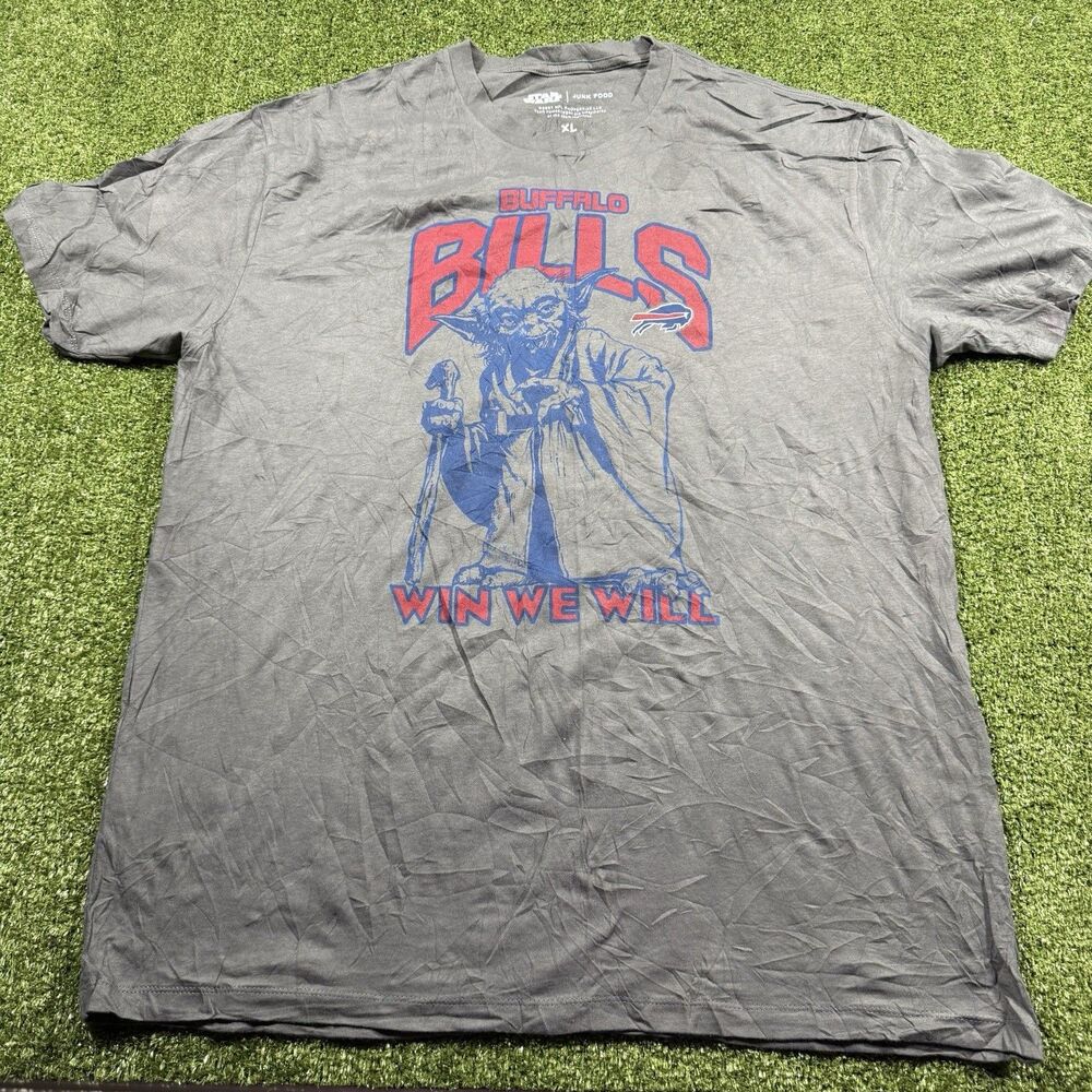 Buffalo Bills Star Wars T Shirt Gray Junk Food Yoda Size XL NWT!